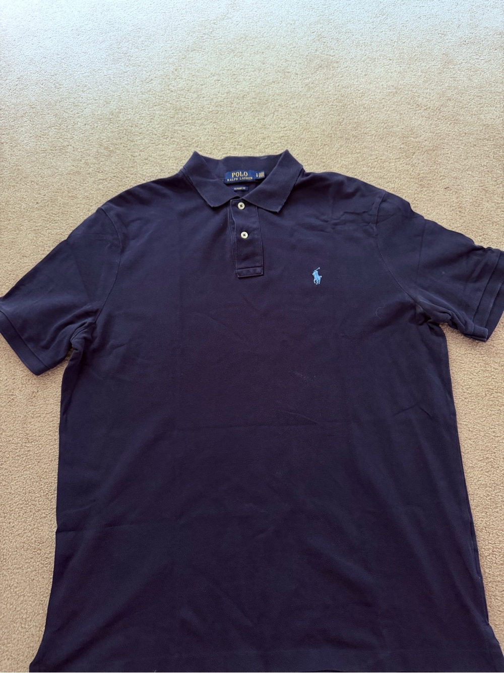 Polo by Ralph Lauren Men’s Dark Blue Short-Sleeve Polo with Light Blue Pony